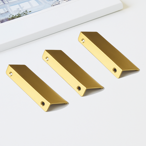 Cheap Price Brushed <b>Gold</b> Aluminum Alloy Edge <b>Pull</b> Cabinet Handle Minimalist <b>Drawer</b> <b>Pull</b> for Kitchen Bathroom Wardrobe - Product Image 4