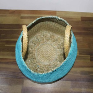 Panier de rangement pliable en feuille de palmier écologique tendance, pot de fleurs turquoise - Product Image 6
