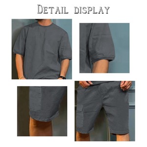 Conjunto Deportivo de Verano para Hombre, Camiseta Gráfica de Manga Corta con Estampado a Rayas y Pantalones Cortos, Estilo Casual y Urbano - Product Image 4