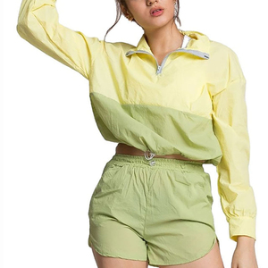 Conjunto de Pantalones Cortos de Dos Piezas a la Moda para Mujer, Chaqueta con Capucha y Cremallera, Conjunto Deportivo para Mujer - Product Image 5