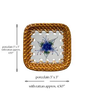 Elegante Posavasos con Borde de Ratán y Centro de Cerámica, Ideal para Servir en la Mesa del Comedor y Darle un Aspecto Premium a la Cocina - Product Image 3