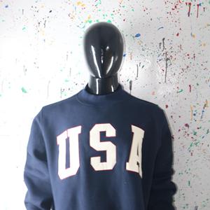 Sweat-shirt à col montant USA BLUE 100% blanc avec broderie appliquée, col large, CLUSH SPORTS - Product Image 4