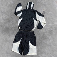 Ensemble de survêtement coupe-vent en nylon personnalisé pour homme avec logo, veste zippée et short de jogging