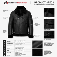 Blouson aviateur B-6 en cuir d'agneau nappa noir mat de qualité supérieure pour homme, doublure en laine mérinos respirante et coupe-vent, grandes tailles