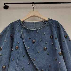 Chaqueta Personalizada para Mujer, a la Moda, Casual, Corta, con Mangas Abullonadas, Acolchada, de Mezclilla, para Primavera, Invierno y Verano, Talla 5XL - Product Image 3