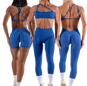 Conjunto de yoga para mujer, sin costuras, para gimnasio, leggings y sujetador deportivo, ropa deportiva, conjunto de entrenamiento. - Product Image 1