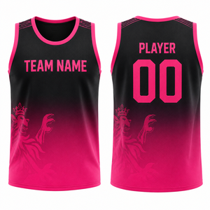 Maillot de basket-ball personnalisé à dégradé, sans manches, maillot d'équipe rose et noir, uniforme en mesh sublimé, fabricant OEM - Product Image 1
