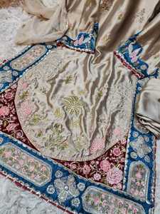 Embroidered Salwar Kameez Pakistani Indian Women Set V Neck Floral <b>Dress</b> with <b>Shawl</b> for Wedding Party Ethnic Kaftan Style - Product Image 4