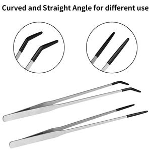 ปลายยางนุ่ม สแตนเลสสตีล แหนบป้อนอาหารแบบมืออาชีพแบบยาว ใช้ซ้ำได้ - Product Image 5