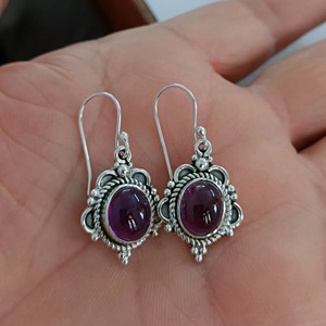 Amethyst 925 Sterling <b>Silver</b> <b>Dangle</b> Drop handmade <b>Earrings</b> - Product Image 4