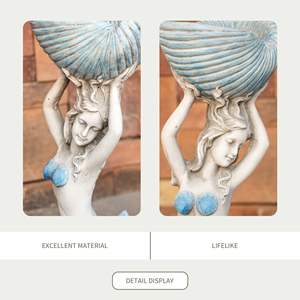 Estatua de Sirena de Óxido de Magnesio Estilo Océano de 11.61' X 7.68' X 23.23' para Jardín, Patio y Hogar - Product Image 4