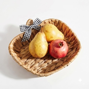Plateau de rangement tressé en jacinthe d'eau motif citrouille, panier de présentation de fruits pour la décoration intérieure, Halloween - Product Image 1
