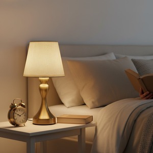 Vintage Metal <b>Table</b> <b>Lamp</b> with Fabric Shade-Bedside Night Light & Desk <b>Lamp</b> for Home Decoration Bedroom Hotel <b>Study</b> - Product Image 3