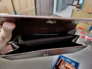 กระเป๋าคลัทช์หนังสีเทอร์ควอยซ์แบบตะวันตกของผู้หญิง,กระเป๋าคลัทช์หนังแบบพับสามทบขนาดกะทัดรัดดีไซน์ใหม่ - Product Image 3