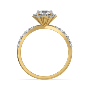 Bague de fiançailles pour femme en or 18 carats avec diamant taille brillant rond, motif floral, style classique - Product Image 2