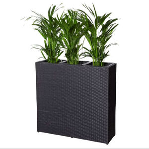 Modern Outdoor Rattan <b>Planter</b> <b>Box</b> with 3 Inner Pots for Garden Green Plants - Product Image 1