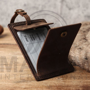 Étiquette de bagage en cuir véritable personnalisée, étiquette en cuir de vachette pour sacs - Product Image 2