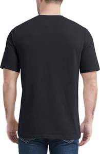 T-shirt en coton noir pour homme, manches courtes, col rond, coupe classique, couleur unie, jersey tricoté, style décontracté - Product Image 2