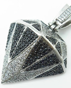 Colgante con Forma de Diamante, Colgante de Diamante Moissanite Redondo Blanco y Negro, Colgante Hip Hop, Colgante con Engaste Pavé de Plata 925, Regalos para Hombre - Product Image 1