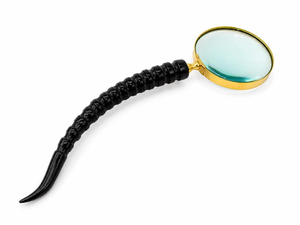 Loupe à poignée en corne noire, loupe de lecture vintage en métal, style antique, accessoire de bureau décoratif, classique pour la maison - Product Image 1