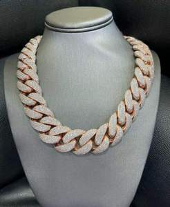 Chaîne cubaine en argent sterling S925 plaqué or 14 carats avec moissanite, collier hip-hop personnalisé, bijoux fins et élégants, cadeau pour femme - Product Image 2