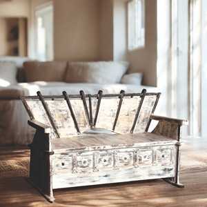 Bancs en bois de style vintage indien, bancs en bois durables, meubles de maison, décoration vintage à combiner - MOQ 1 conteneur seulement - Product Image 5