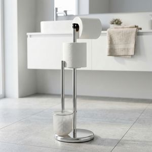 OFERTA OEM: Muebles de Almacenamiento para el Hogar, Accesorios de Baño, Portarrollos de Papel Higiénico, Cepillo, Acabado Cromado Metálico Moderno, Ajustable, Envío Gratis - Product Image 2