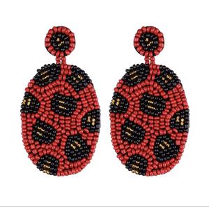 Pendientes Clásicos de Perlas de Vidrio Hechas a Mano, Color Rojo, Negro y Rosa, Unisex, Novedad, para Maestros, Bodas - Product Image 1