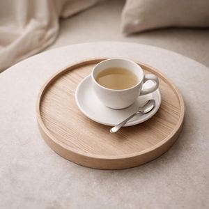Bandeja Redonda de Madera para Servir, Bandeja Minimalista de Madera para Café y Té, Decoración para el Hogar, Bandeja Decorativa Multiusos, Regalo de Inauguración de Casa - Product Image 6