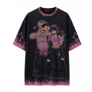 2026 New Arrival Custom Vintage Washed Boxy Cropped T-<b>shirt</b> Rhinestone <b>Star</b> & Cross Pattern Embellished Oversize Men's T-<b>shirt</b> - Product Image 2