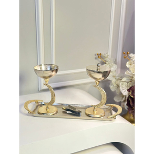 Increíble Juego de Quemadores de Incienso Metálicos con Tapa y Bandeja a Juego para Aromaterapia, Decoración de Mesa para el Hogar, Ramadán, Quemador de Bakhoor - Product Image 1