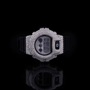 Montre de luxe Hip Hop en acier inoxydable avec bracelet en caoutchouc, boîtier de 12 mm, pour tester les diamants Moissanite VVS, modèle DW6900 pour hommes et femmes - Product Image 4