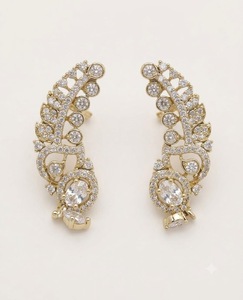 Exquisitos Pendientes de Oreja con Patrón de Espiral de Hojas y Diamantes Americanos, Chapados en Oro Antiguo, Elegantes y Brillantes, Joyería de Moda - Product Image 1