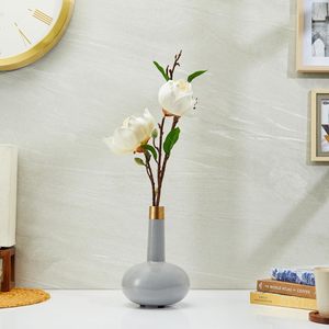 Vase à fleurs gris, design élégant et décoratif, résistant, couleur gris mat avec revêtement en poudre, disponible pour le bureau et le balcon - Product Image 1