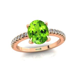 แหวนหมั้นทอง14K 18K สีเขียวประดับเพชรเพอริโดต์พลอยเทียมสีเขียวประดับอัญมณีสำหรับงานแต่งงาน - Product Image 1