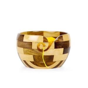 Wooden Yarn <b>Bowl</b> Round Hand <b>Knitting</b> Crochet Holder with Cutout Simple Design Durable - Product Image 4