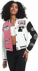 Chaqueta Varsity para Mujer, Chaqueta Corta Estilo Letterman, Ligera, con Botones, Chaqueta Bomber, Chaqueta de Béisbol, Estilo Y2K - Product Image 4