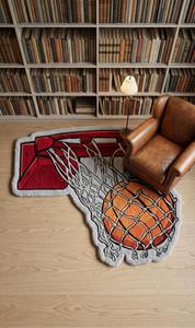 Alfombra Decorativa Antideslizante de Lana con Diseño de Baloncesto, Hecha a Mano, para Habitación Infantil o Dormitorio - Product Image 3
