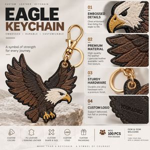 Porte-clés Aigle avec texture en cuir gaufré et fermoir métallique robuste pour homme, pendentif décoratif pour sac - Product Image 5