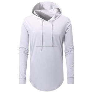 เสื้อฮู้ดแขนยาวของผู้ชายปกเสื้อมีฮู้ดปักลายสีพื้นสำหรับฤดูหนาว - Product Image 1