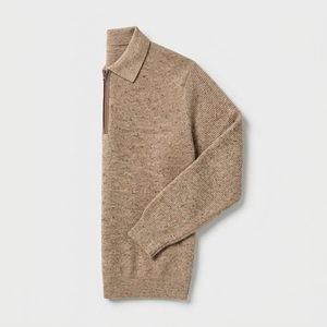 Pull col roulé de luxe pour homme, couleur unie, tricot épais à demi-zip, coupe ample, sweat-shirt d'hiver pour homme - Product Image 2