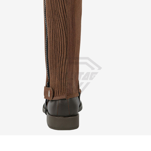 Genuine Leather Equestrian <b>Half</b> <b>Chaps</b> with Zipper Closure High Waist Full Length Unisex - Product Image 2