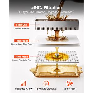 Système de filtration d'huile pour friteuse commerciale 55L/14,5Gal, chariot filtrant en acier inoxydable 250W - Product Image 2