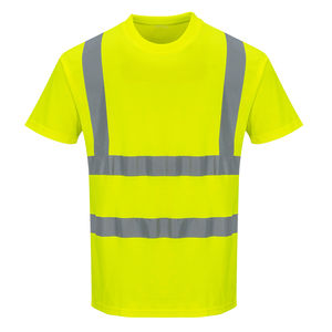 T-shirt de sécurité réfléchissant haute visibilité ANSI Classe 1 avec logo personnalisé, orange citron, manches courtes, col rond, service OEM - Product Image 3