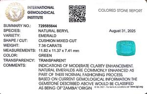 มรกตสีเขียวทรงคุชชั่น 7.38 กะรัต จากแซมเบีย จากร้านขายอัญมณี ราตติ ชาร์ท 8.25 - Product Image 6