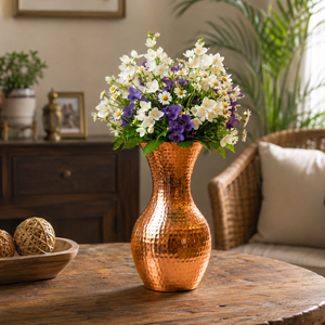 Handcrafted Hammered <b>Copper</b> Flower <b>Vase</b> Decorative Metal <b>Vase</b> for Home Decor Table Centerpiece Floral Arrangement Wedding Event - Product Image 2