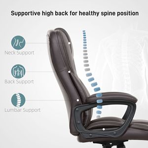 Sedia da Ufficio Direzionale Marrone Scuro Certificata BIFMA con Pelle PU, Altezza Regolabile e Ruote Girevoli - Product Image 4