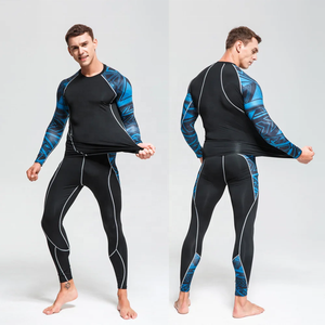 Traje de Compresión Completo para Hombre, Diseño Deportivo de Secado Rápido, Estampado Digital de Leopardo, Spandex/Poliéster, Cuello Redondo, Manga Larga, para Fitness - Product Image 6