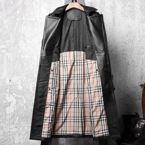 Manteau Trench en Cuir Véritable Imperméable pour Homme avec Manches Longues, Ceinture et Coupe Ajustable – Vêtement d'Extérieur Long - Product Image 4