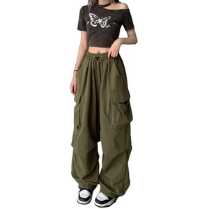 2025-26 Women Casual Joggers <b>Pants</b> Solid Low Waist <b>Pants</b> Drawstring Wide Leg Baggy Trousers Streetwear <b>Oversize</b> Sweatpants - Product Image 1